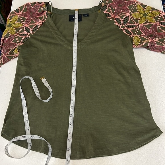 Maeve by Anthropologie Bridey Floral Embroidered Puff Sleeve Boho Green Top XS - Picture 6 of 9